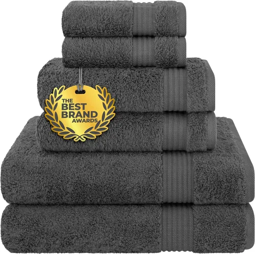 Vista 84 de Cotton Paradise Juego de 6 toallas, 100% algodón suave y absorbente turco para baño, 2 toallas de baño, 2 toallas de mano, 2 toallitas, juego