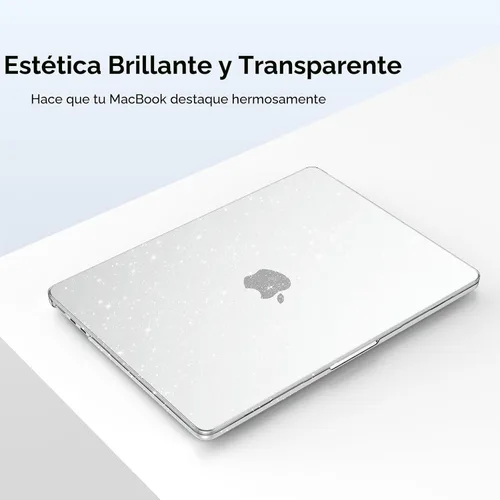 Vista 3 de EooCoo Funda brillante para MacBook Air de 13 pulgadas M5/M4/M3/M2 2026 Purpurina transparente.
