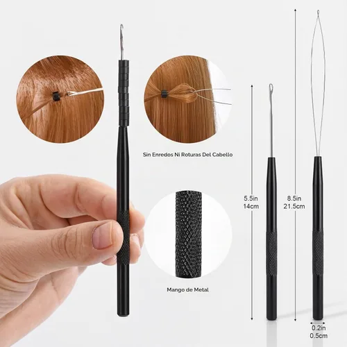 Vista 6 de Kit de herramientas para extensiones de cabello EHDIS de acero inoxidable, juego de alicates para micro enlaces de cuentas de cabello y removedor