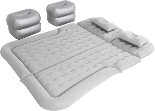 Vista 10 de Aramox SUV Air Mattress, Inflatable Thickened Car Air Bed with Electric Pump, Flocking Surface Portable Sleeping Pad for Travel Camping (Black)