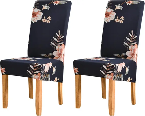 Vista 11 de Deisy Dee XL/extragrandes, fundas extraíbles y lavables, de Spandex suave, extra grandes para sillas de comedor para cocina (flor roja, 2)