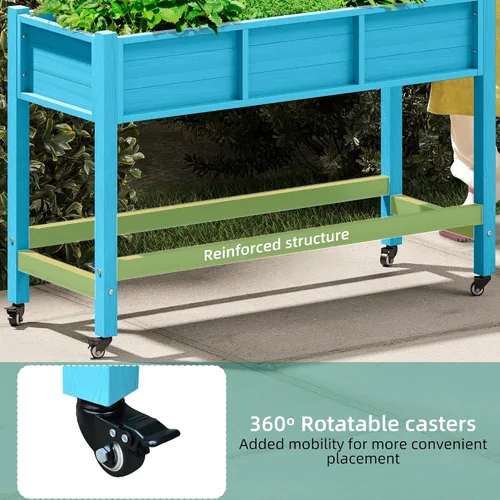 Vista 5 de YITAHOME Cama de jardín elevada de polietileno de alta densidad, 47 x 18 x 31 pulgadas, maceta elevada de madera de polietileno resistente a