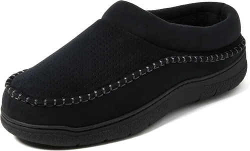 Vista 17 de Dearfoams Pantuflas Thompson de espuma viscoelástica para hombre Negro