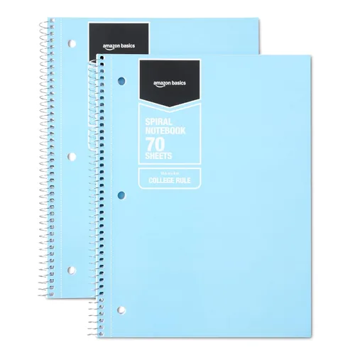 Vista 7 de Amazon Basics Cuaderno espiral con rayas universitarias, para el trabajo y la escuela, 70 hojas, 8 x 10.5 pulgadas, negro, paquete de 2