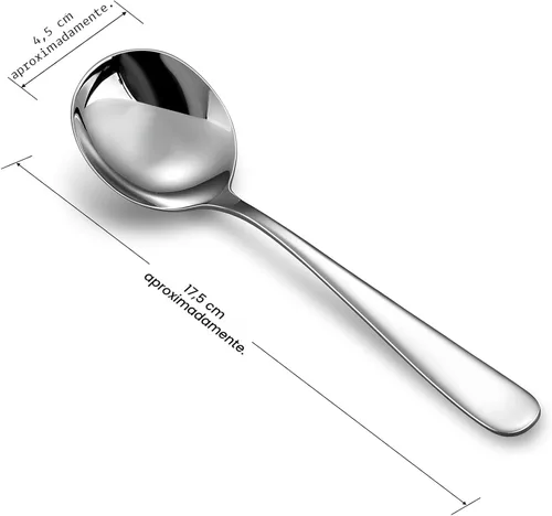 Vista 4 de KEAWELL Cucharas de sopa Louise premium de 7 pulgadas, acero inoxidable 18/10, aptas para lavavajillas (4)