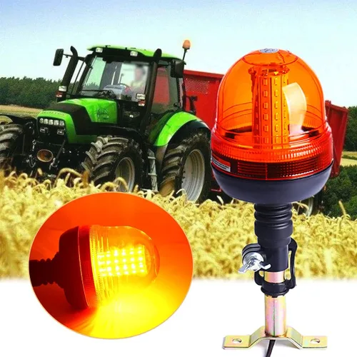 Vista 8 de Luz de baliza ámbar intermitente giratoria de 60 LED, lámpara estroboscópica de montaje flexible, luz de advertencia de emergencia para tractor