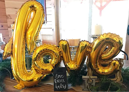 Vista 5 de Gran Banner de Globos de Oro de Lámina de Amor, Globos de Letras de Lámina de Mylar de 42 Pulgadas de Oro para Decoraciones de Boda, Día de San