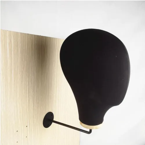 Vista 3 de Fenteer Soporte para peluca con cabeza de maniquí para sombrero de vaquero montado en la pared, color negro