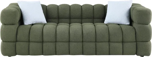 Vista 8 de Sofá modular de nube de 84.3 pulgadas, sofá Boucle para sala de estar, moderno y contemporáneo de 3 plazas, sofá tapizado para apartamento Verde