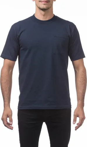 Vista 6 de Pro Club Camiseta de algodón pesado de manga corta con bolsillo para hombre Negro