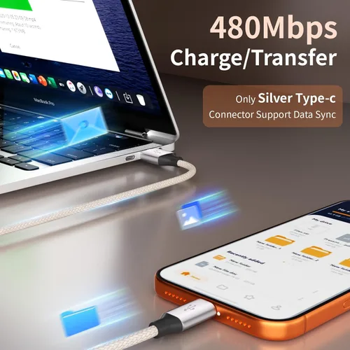 Vista 4 de 4 in 1 Multi Charging Cable, 2 Pack 6FT Charging Cords for Devices Nylon Braided USB C Car Charger Cable with Dual USB-C, IP & Micro Ports, Long