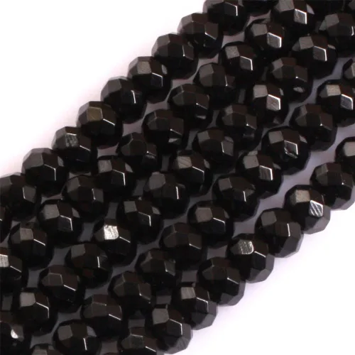 Vista 24 de Granos de piedra preciosa semipreciosa natural del grado AAA para la fabricación de la joyería 15 '' (Rondelle espinela negra/2X4MM)