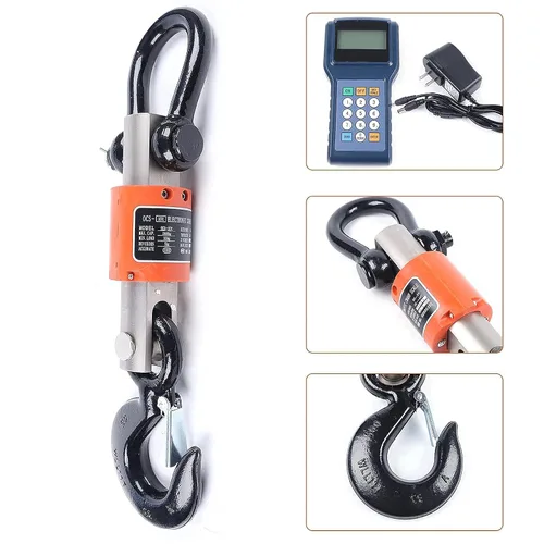 Vista 2 de Báscula colgante industrial resistente 10T, escala industrial de grúa de 22000 libras con medidor de mano, báscula colgante electrónica con gancho