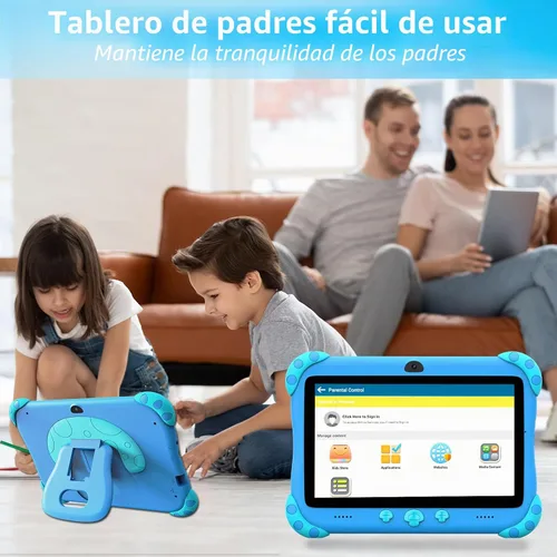 Vista 4 de YINOCHE Tablet infantil de 7 pulgadas con funda, tabletas WiFi para niños, tableta Android para niños, almacenamiento de 32 GB, cámara doble, funda