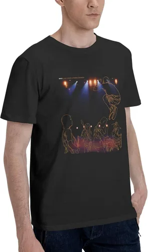 Vista 2 de Camiseta de manga corta con gráficos de algodón para hombre, color negro