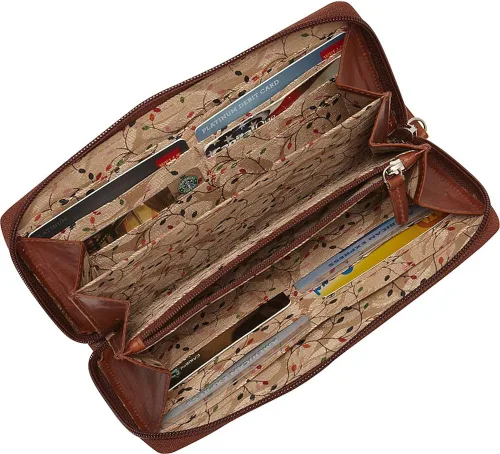 Vista 3 de Mancini Leather Goods Casablanca Colección Cartera de embrague RFID mediana para mujer