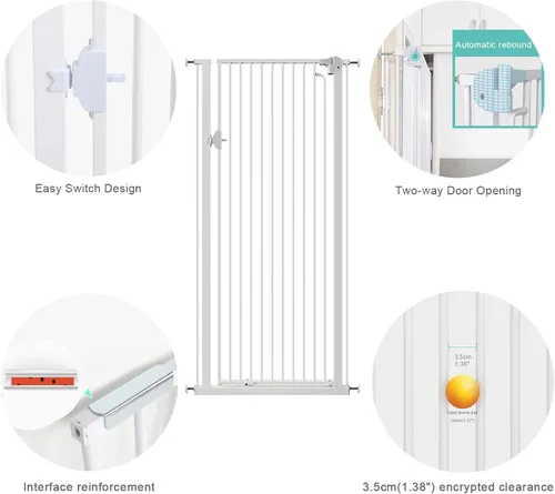 Vista 4 de QQXX Puerta de seguridad extra alta para mascotas para perros y gatos, puerta de 47.2 pulgadas con cierre automático para mascotas, puertas