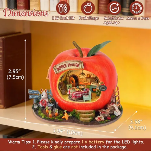 Vista 3 de TuKIIE Kit de casa en miniatura con muebles, a escala 1:100, sala creativa, mini casa de muñecas de madera, rincón de libro para niños, adolescentes