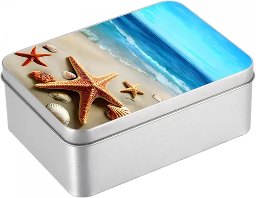 Vista 16 de Caja de lata de metal con tapa, contenedor de almacenamiento rectangular vacío de hojalata, estuche de lata portátil ligero para manualidades