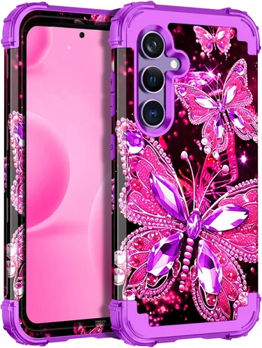 Vista 17 de Miqala Funda para Galaxy S24 5G, brilla en la oscuridad, tres capas, resistente, a prueba de golpes, protección completa, parachoques de plástico