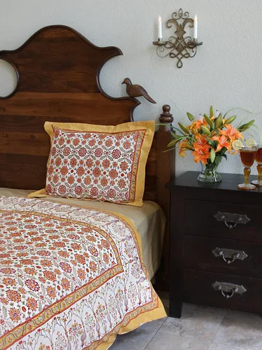 Vista 9 de Saffron Marigold Funda de almohada azul floral helechos del bosque de algodón de calidad, comercio justo, ropa de cama bohemio, estilo de cocina
