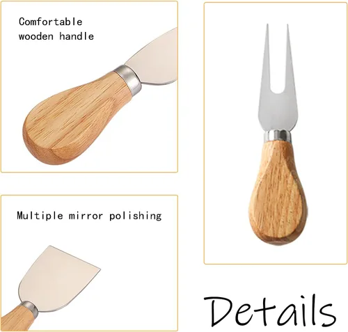 Vista 3 de Juuxncgv - Juego de 10 cuchillos de queso, cuchillos de queso con mango de madera, cortador de queso para mantequilla, queso, regalos