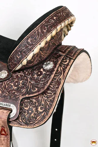 Vista 6 de HILASON Flex Tree Western Horse Sillín American Leather Trail Barrel American Saddle Horse Sillín de cuero Sillín occidental Sillín