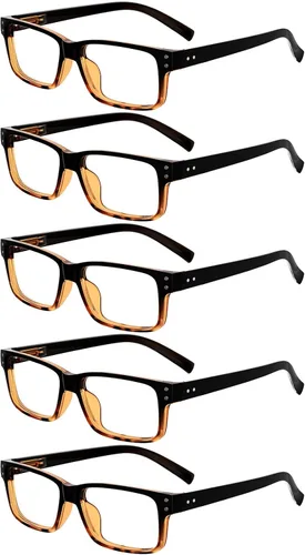 Vista 14 de Eyekepper Gafas de Lectura Vintage para Hombre - 3 Pares Negros y 2 Pares Azules - Gafas Clásicas con Bisagra de Resorte +0.00 3 negro 2 azul