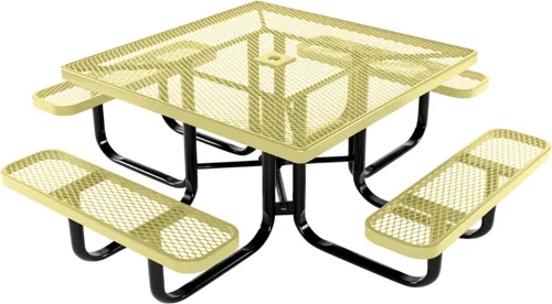 Vista 125 de COATEDOUTDOORFURNITURE Mesa de picnic cuadrada de 46 pulgadas, expandida, color negro