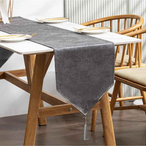 Vista 15 de BALCONY & FALCON Camino de mesa con borlas, lavable a máquina, caminos de mesa decorativos de lujo para el hogar para comedor, fiestas, banquetes