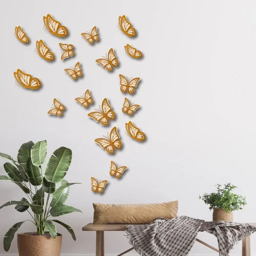 Vista 5 de 20 calcomanías de pared con mariposas 3D, calcomanías de papel de doble capa, calcomanías de mariposa extraíbles para decoración de salas de estar