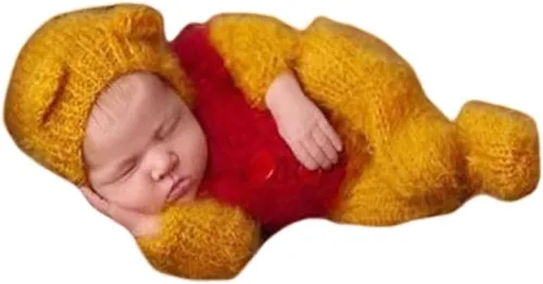 Vista 8 de Moda recién nacido niños niñas bebé sesión de fotos accesorios trajes ganchillo ropa mohair sombrero pantalones fotografía accesorios disfraz