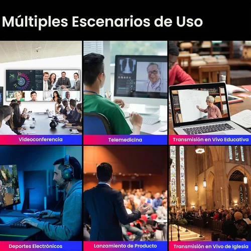 Vista 10 de Cámara PTZ 4K UHD con seguimiento automático AI, zoom óptico 20X, USB3.0/HDMI/LAN PoE, transmisión en vivo IP, cámara de sala de conferencias PTZ