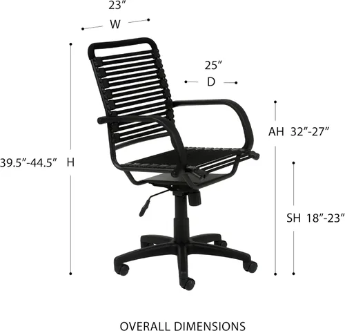 Vista 3 de Euro Style Bungie Silla de oficina plana con respaldo alto Inclinación de dos cerraduras con giro de 360° Altura ajustable Adecuado para Rojo