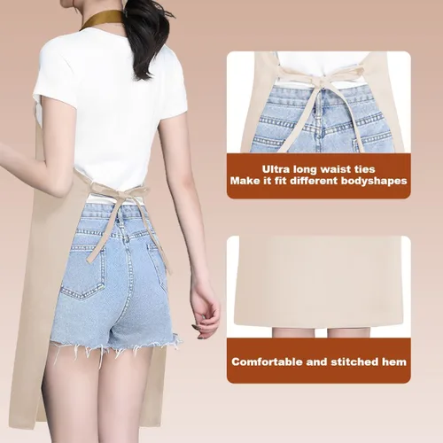 Vista 4 de Delantal personalizado personalizado Ropa de trabajo tela para hombres mujeres cocina delantales con bolsillos nombre texto logotipo imagen