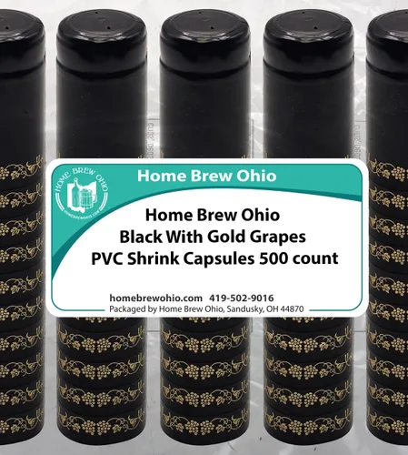 Vista 2 de Negro con uvas doradas PVC Shrink Capsules-500 Count