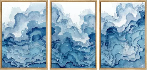 Vista 48 de SIGNWIN Lienzo enmarcado para pared, juego de arte dramático de cielo tormentoso, ilustraciones de paisaje nuboso Moody, arte moderno decorativo