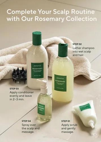 Vista 5 de AROMATICA Potenciador de raíz de romero 3.4 fl oz de peso neto 3.3 fl oz. Aceite para el cabello de romero y cafeína y biotina, cuidado coreano