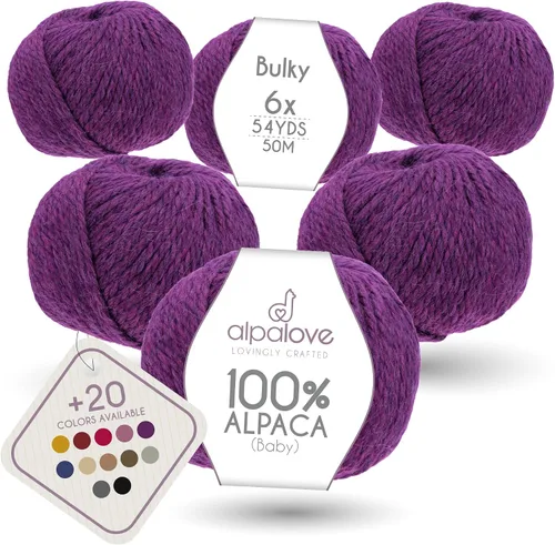 Vista 28 de Set de Lana Abultada (6 x 50 g) Súper Suave de Alpaca Bebé para Tejer Antracita 300 Metros