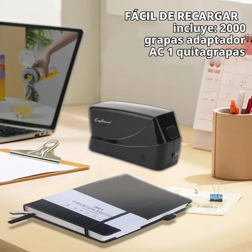 Vista 3 de Engrapadora eléctrica, engrapadora automática de 25 hojas, incluye 2000 grapas y 1 removedor de grapas, sin atascos, profesional y oficina en casa
