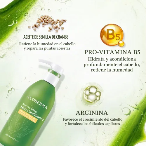 Vista 2 de Aloderma Set nutritivo de aloe para el cuidado del cabello - Champú y acondicionador nutritivo
