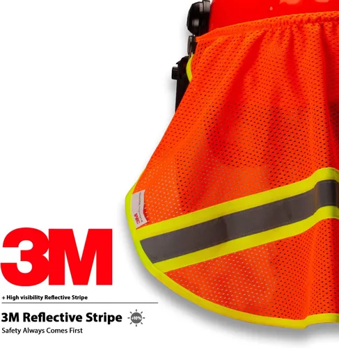 Vista 3 de TR Industrial Sombra de cuello para casco de seguridad forestal, malla con reflector 3M, tela transpirable 100% poliéster