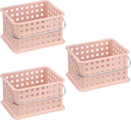 Vista 9 de iDesign - Organizador de ducha pequeño con asa, organizador de ducha portátil para dormitorio o baño, paquete de 3, color rosa