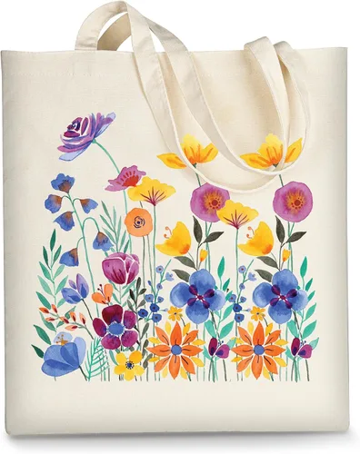 Vista 18 de AUSVKAI Bolsa Tote de Lona para Mujer, Estética Bonita Comestibles Comestibles Reutilizable de Algodón Bolsa de Regalo para Compras Playa Regalos