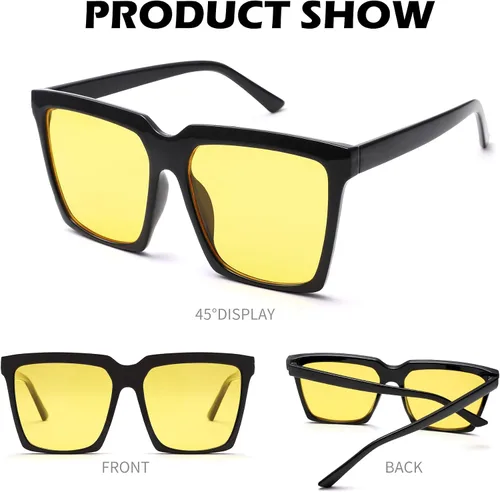 Vista 5 de Gafas de sol cuadradas de gran tamaño para mujeres y hombres, a la moda, lujosas, con marco grande
