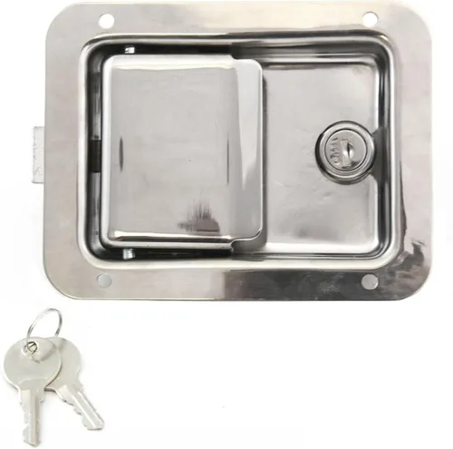 Vista 2 de Cerradura de puerta de automóvil, juego de cerradura y pestillo de puerta de camión, manija de pestillo de puerta de remo de remolque, cerradura
