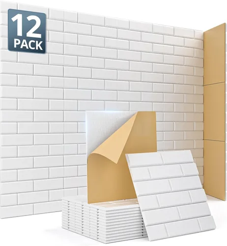 Vista 10 de Paneles acústicos para paredes, Panel de absorción de sonido con patrón de ladrillo, adhesivo para pegar y quitar, para techo, puerta, pared