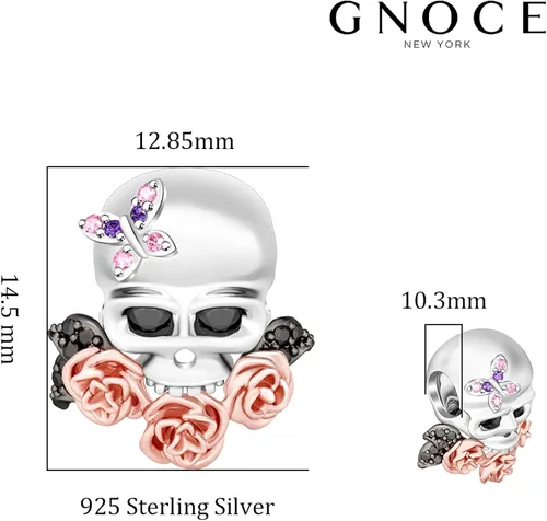 Vista 7 de GNOCE Skull Charms for Bracelet 925 Sterling Silver Halloween Charms for Women Girls Wife Daughter Christmas Gift