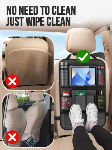 Vista 4 de New Fi Organizador de asiento trasero de automóvil (20 bolsillos de almacenamiento), viene con 1 red de asiento gratuita y 2 ganchos