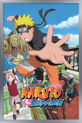 Vista 11 de Trends International Naruto Shippuden - Póster de pared de salto, 14.725 x 22.375 pulgadas, versión enmarcada de madera de granero